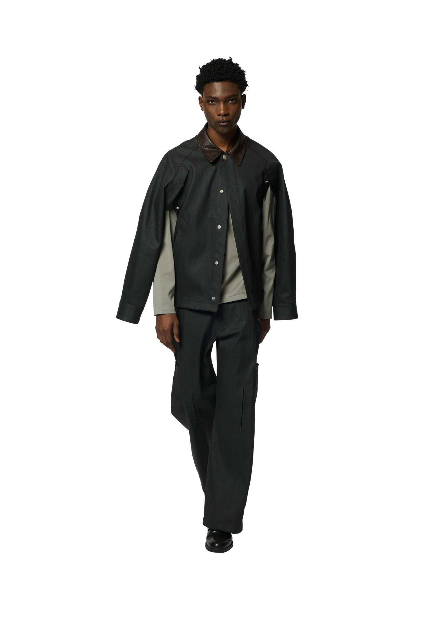 BOVE JACKET / COATED DENIM X SHEEP SKIN