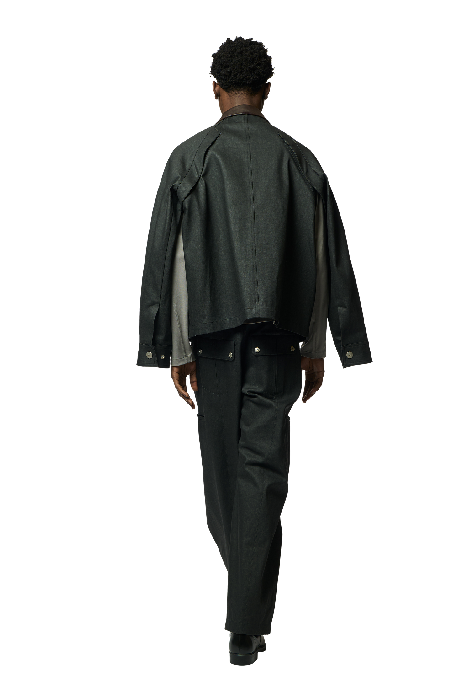 BOVE JACKET / COATED DENIM X SHEEP SKIN