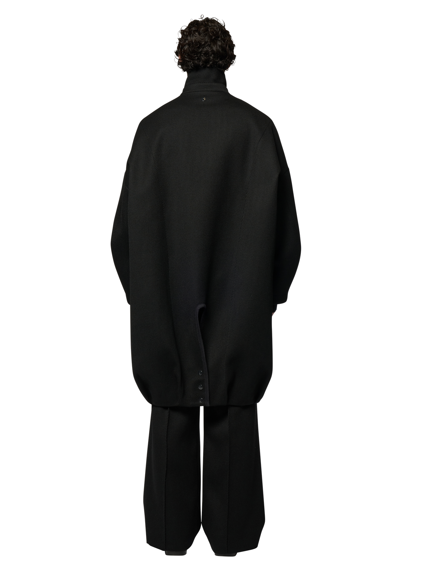 BALOONED COCOON COAT / WOOL DRILL