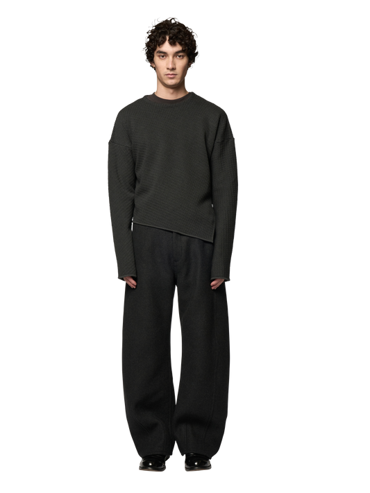 SLANTED CREWNECK JUMPER / ULTRA FINE MERINO WOOL