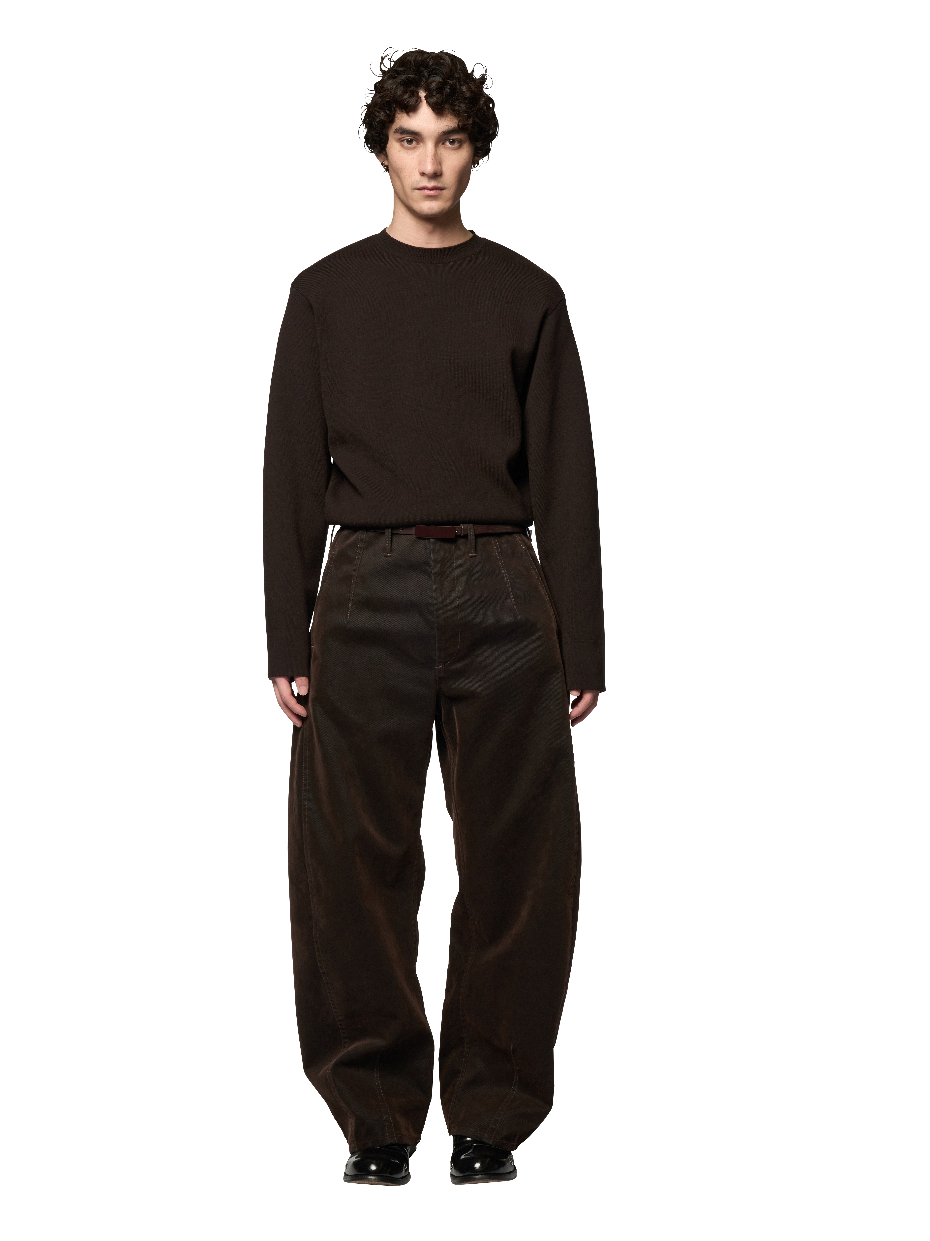 WASHED PINA TROUSERS / FLOCKED DENIM / BROWN – OMAR AFRIDI WASHED PINA TROUSERS / FLOCKED DENIM / BROWN – OMAR AFRIDI