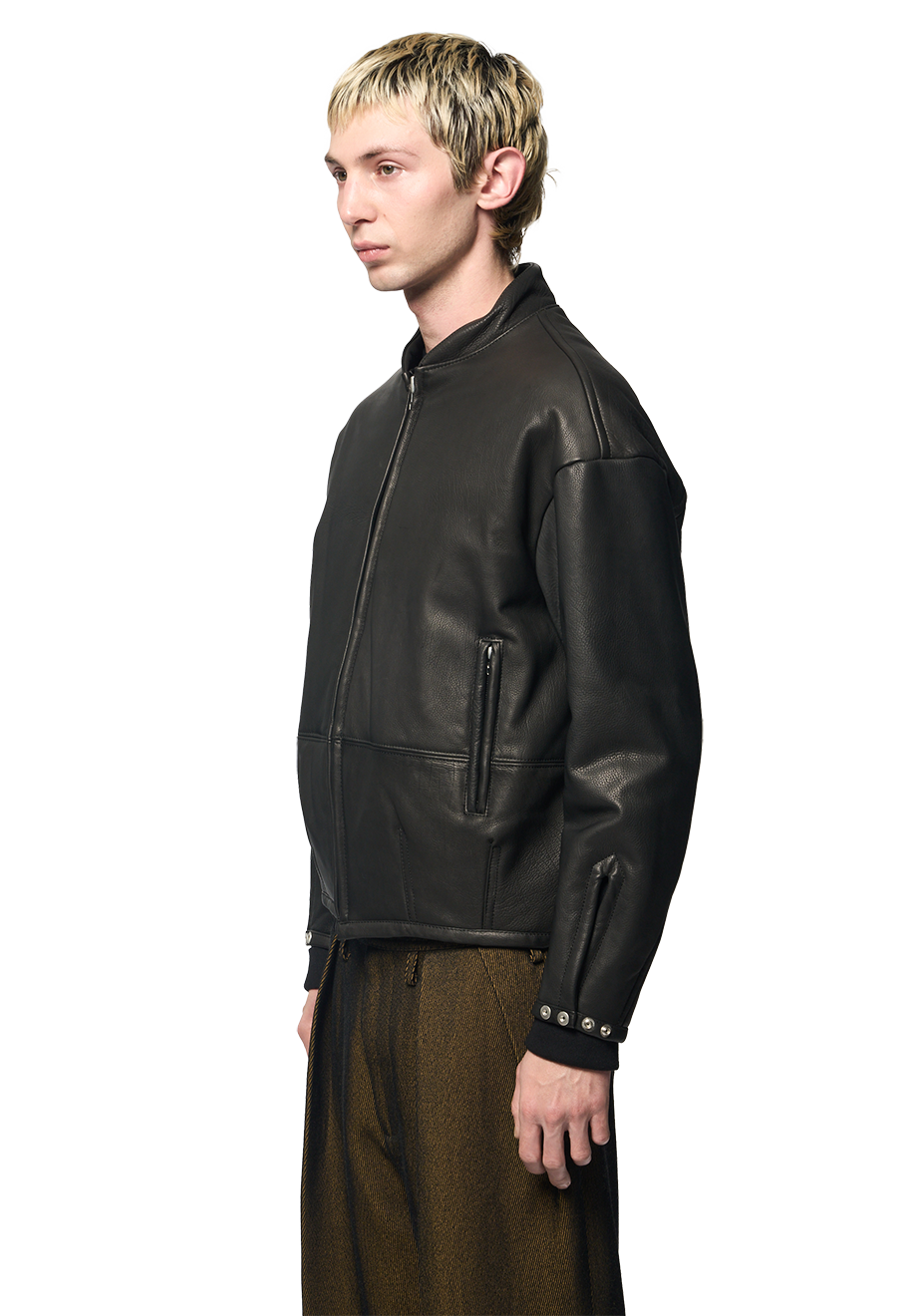 PADDED LEATHER BLOUSON / RAVEN BLACK