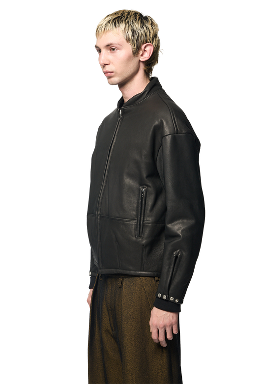 PADDED LEATHER BLOUSON / RAVEN BLACK