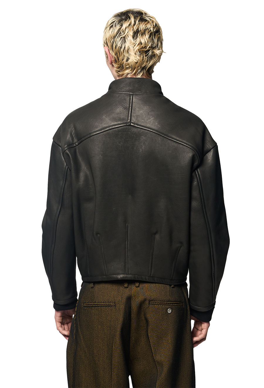 PADDED LEATHER BLOUSON / RAVEN BLACK