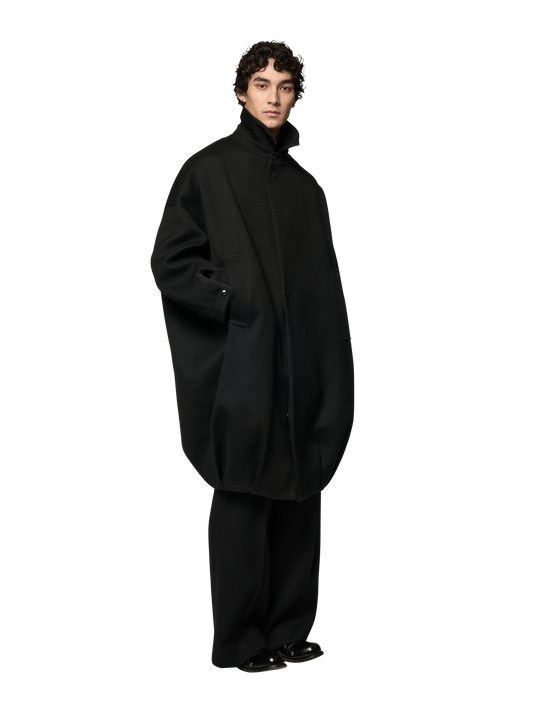 BALOONED COCOON COAT / WOOL DRILL