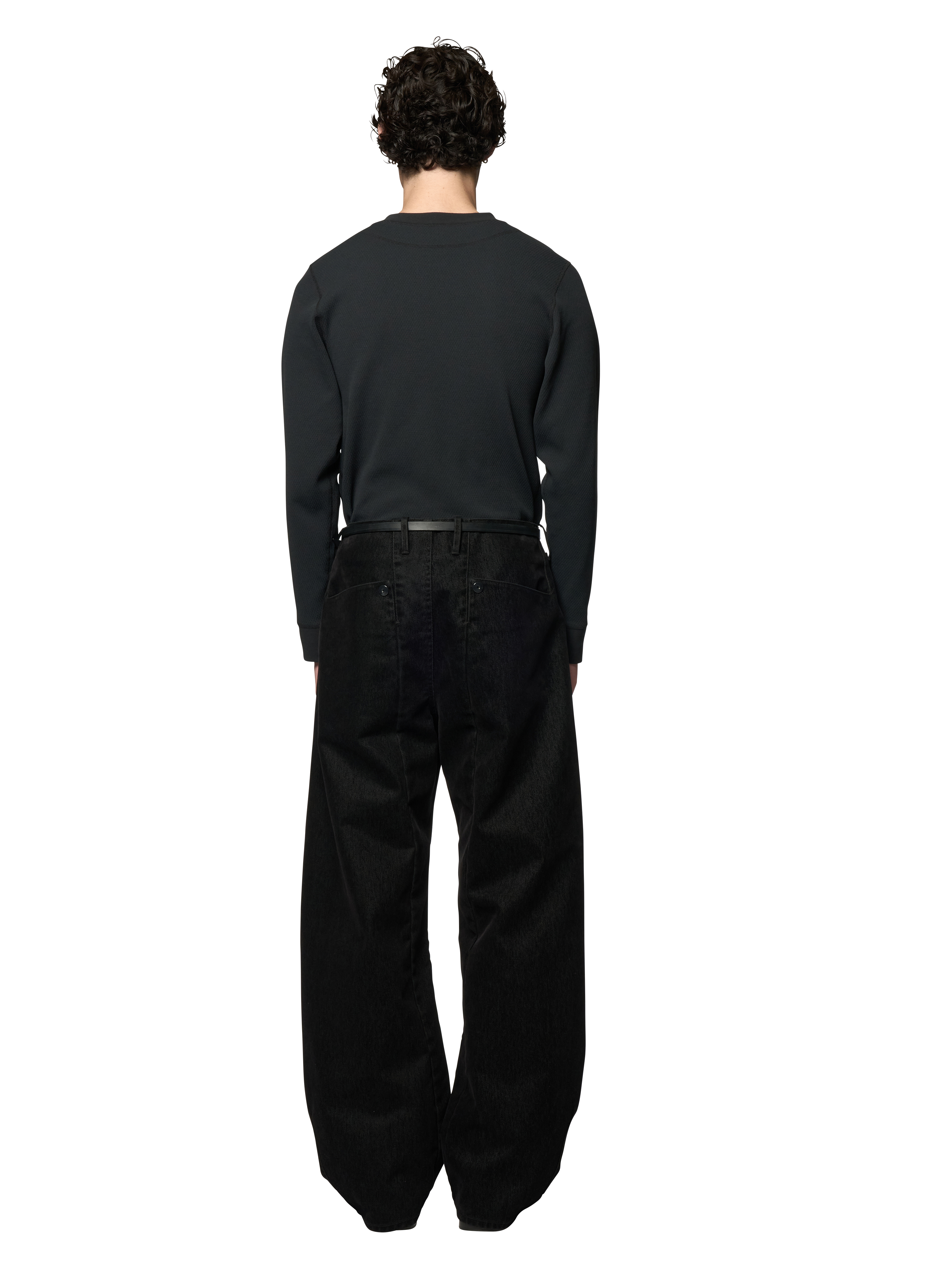WASHED PINA TROUSERS / FLOCKED DENIM / BLACK – OMAR AFRIDI WASHED PINA TROUSERS / FLOCKED DENIM / BLACK – OMAR AFRIDI