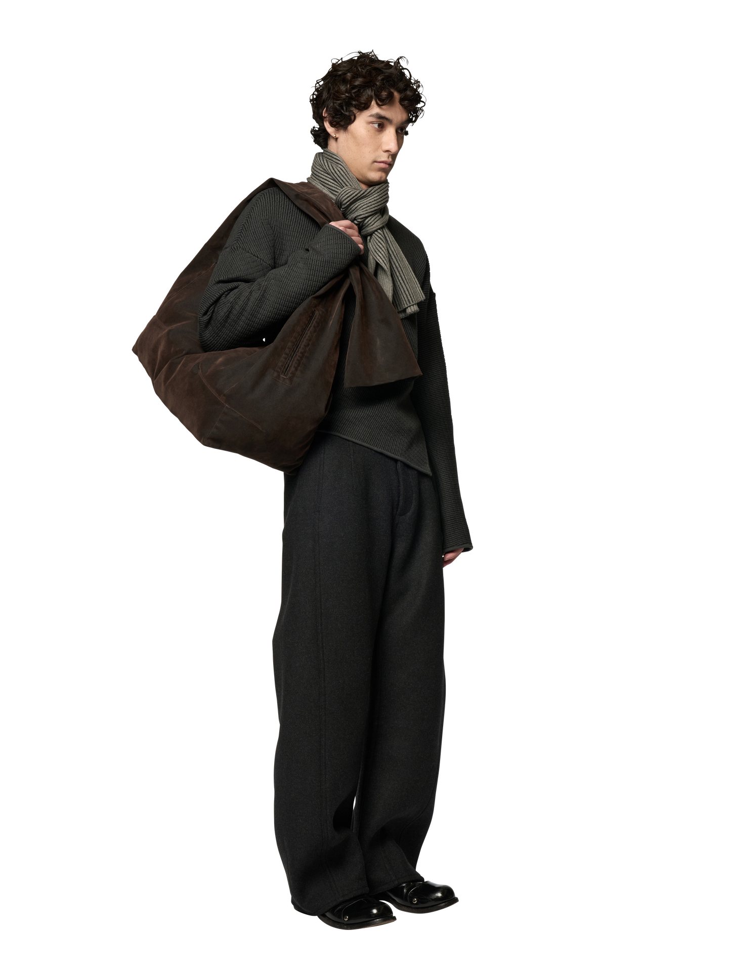 WASHED KNOTTED LIDIA BAG / FLOCKED DENIM