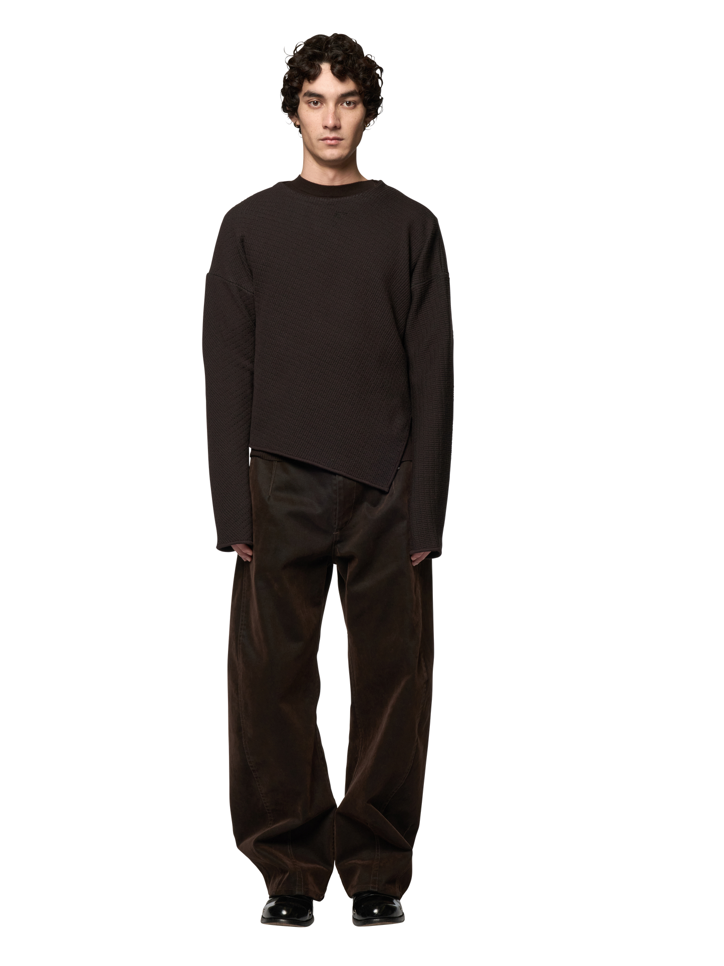 SLANTED CREWNECK JUMPER / ULTRA FINE MERINO WOOL