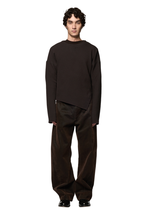 SLANTED CREWNECK JUMPER / ULTRA FINE MERINO WOOL