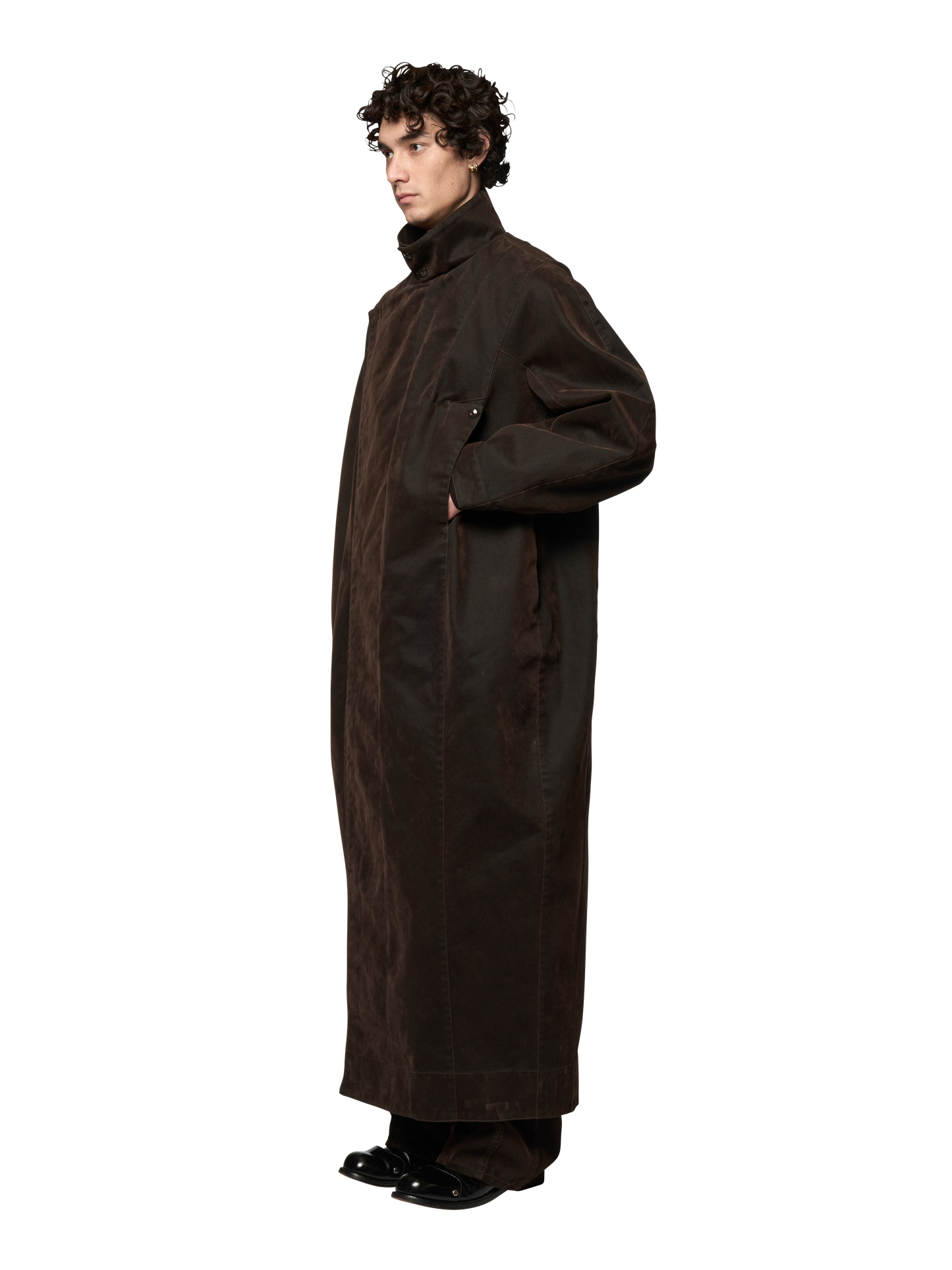 PINA WRAPPED COAT / FLOCKED DENIM