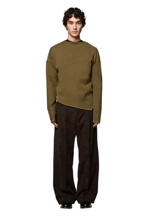 SLANTED CREWNECK JUMPER / ULTRA FINE MERINO WOOL