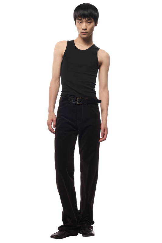 SOL DENIM TROUSERS / FLOCKED DENIM