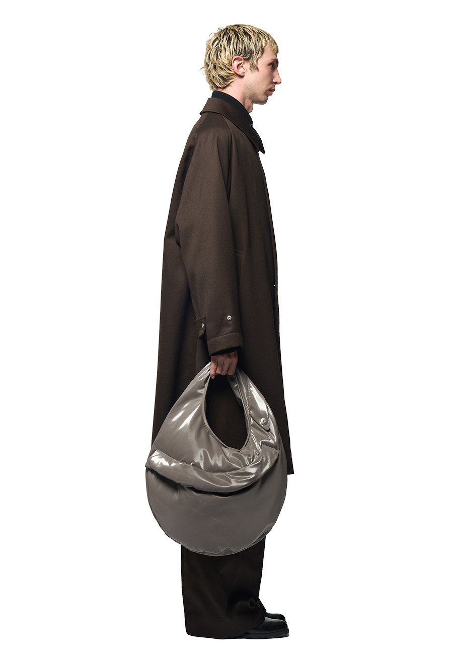 FOAMED LIDIA BAG / GREY GLOSSY ENAMEL